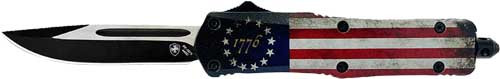 Templar Knife KNIFE Large OTF BETSY ROSS FLAG 3.5" BLACK DROP PNT