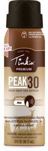 Tinks PEAK30 Premium DEER LURE Estrus HOT SHOT MIST 3OZ. AERO