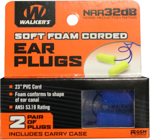Walker's Walkers EAR PLUGS PVC Corded FOAM 32dB Yellow/blue 2PAIR