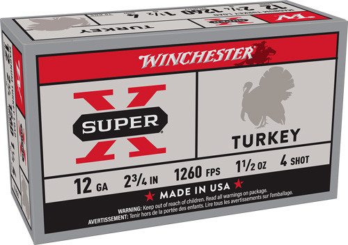 Winchester Ammunition AMMO Super-x Turkey 12GA. 2.75" 1-1/2OZ #4 10RD 10BX/Case