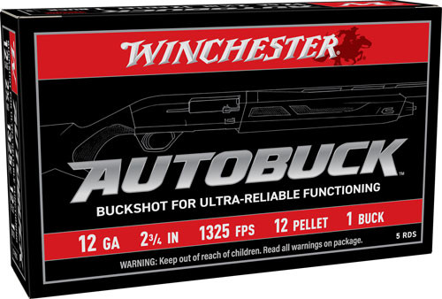 Winchester Ammunition Autobuck 12GA 2.75" 1 BUCK 12 Pellets 5RD 50BX/Case