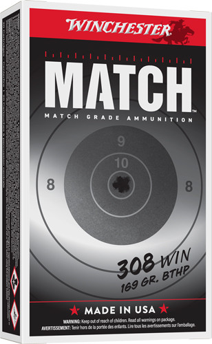 Winchester Ammunition MATCH ELITE 308 WIN 169GR HPBT 20RD 10BX/Case