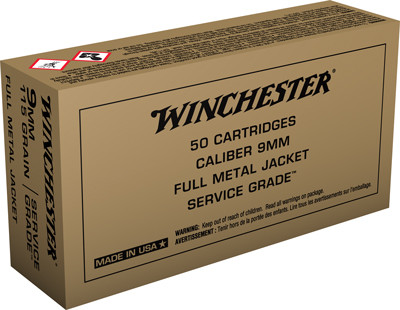 Winchester Ammunition Service GRADE 9mm LUGER 115GR FMJ 50RD 10BX/Case