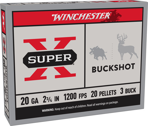 Winchester Ammunition Super-x 20GA 2.75" #3 BUCK 20 Pellets 5RD 50BX/Case