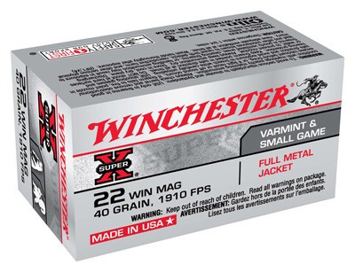 Winchester Ammunition Super-x 22WMR 40GR FMJ 1910FPS 50RD 40BX/Case