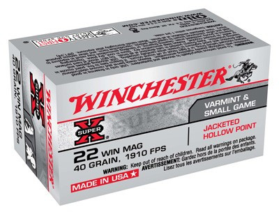 Winchester Ammunition Super-x 22WMR 40GR JHP 1910FPS 50RD 40BX/Case