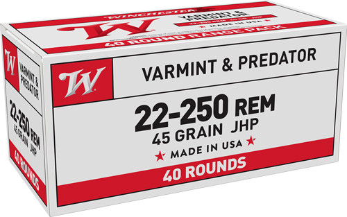 Winchester Ammunition USA 22-250 REM 45GR JHP 40RD 10BX/Case