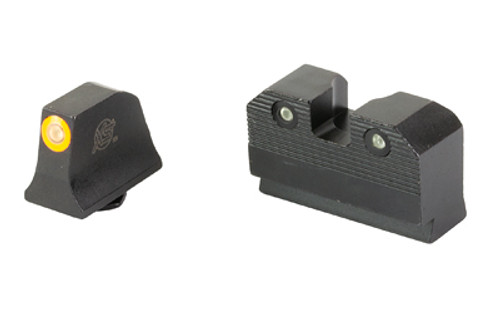 XS Sights, R3D 2.0, Suppressor Height Night Sight, Fits Glock 17/19/22/23/24/26/27/31/32/33/34/35/36, Orange Front Outline, Green Front/Rear Tritium