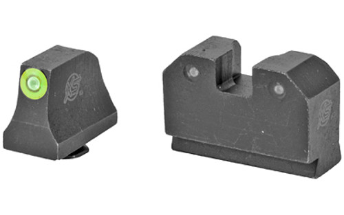 XS Sights, R3D, Tritium Night Sights, Suppressor Height, Green Front and Black Rear, Fits Glock 17/19/22/23/24/26/27/31/32/33/34/35/36/38