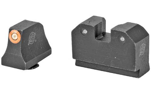XS Sights, R3D, Tritium Night Sights, Suppressor Height, Orange Front and Black Rear, Fits Glock 17/19/22/23/24/26/27/31/32/33/34/35/36/38