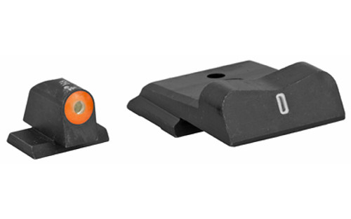 XS Sights, DXT2 Big Dot Tritium Front, White Stripe Express Rear, Fits S&W M&P SHIELD, Green with Orange Outline