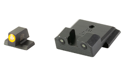 XS Sights, R3D 2.0, Tritium Night Sight, Fits S&W M&P Shield OR, Orange Front Outline, Green Tritium Front/Rear