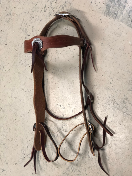 Antique Headstall with single concho on browband
