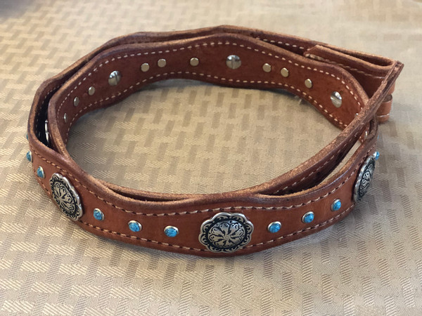 Belt with turquoise and conchos 