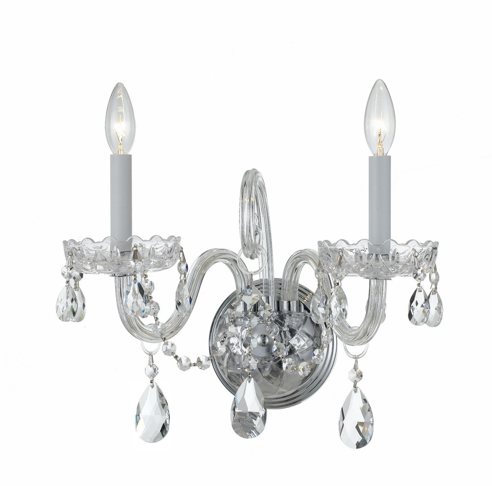 Traditional Crystal 2 Light Candle Style Wall Sconce by Crystorama - 1032