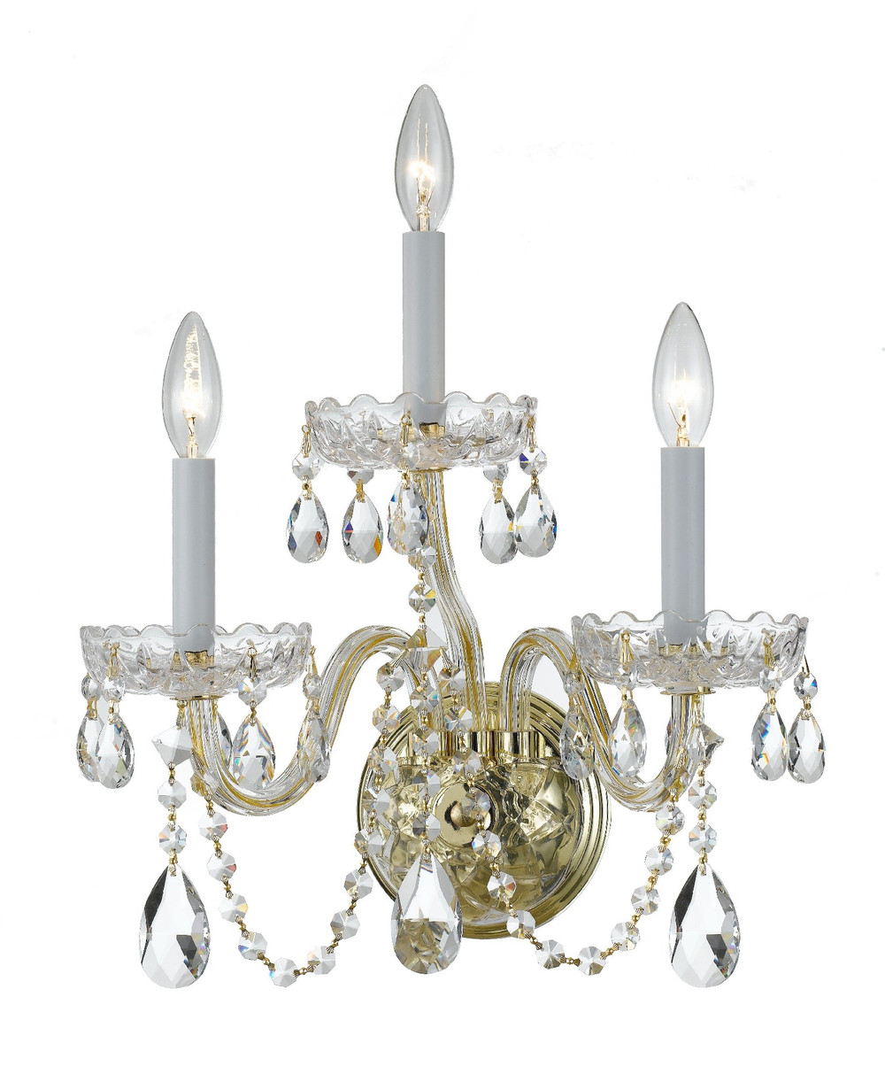 Traditional Crystal 3 Light Candle Style Wall Sconce by Crystorama - 1033
