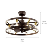 Cavelli Ceiling Fan with Light Kit 25 inches wide by Kichler  - 300040