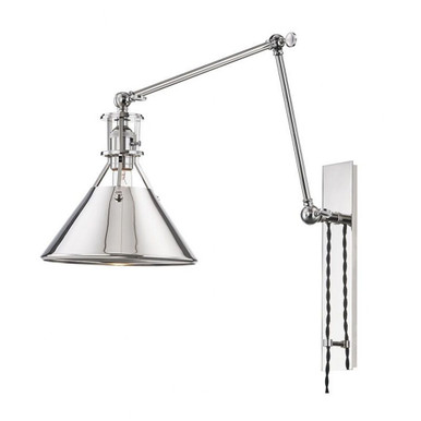 Metal No. 2 1 Light Plug In Wall Sconce 22.5 x 9.5 Inch  by Hudson Valley - MDS953-PN