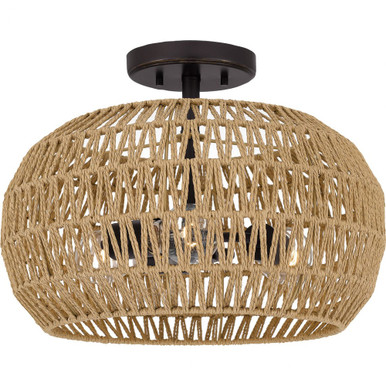 Casablanca 3 Light 16 Inch Wide Semi Flush Mount by Quoizel - QSF4034PN