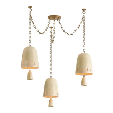 Omi 3 Light Chandelier 17.5 Inch Tall and 36 Inch Wide by Hudson Valley - 3635-PBR/CIC