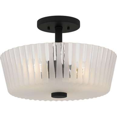 Gray 3 Light Semi Flush Mount 10.5 Inch Tall and 16 Inch Wide by Quoizel - RAY1716MBK