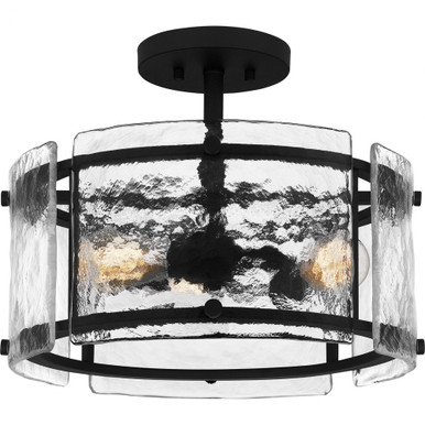 Fortress 3 Light 16 Inch Wide Steel Semi Flush Mount by Quoizel - FTS1716EK