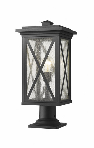 Brookside 1 Light Outdoor Pier Mount Light 21.5 x 9.5 by Z-Lite - 583PHBR-533PM-BK