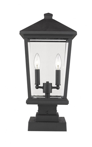 Beacon Two Light Outdoor Post Mount Lantern 12 x 22 Inches by Z-Lite - 568PHBS-SQPM-BK