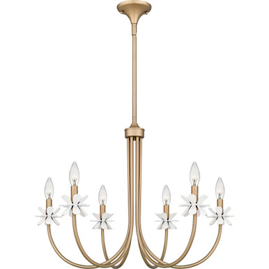 Remy 6 Light Chandelier 21.5 Inch Tall and 30 Inch Wide by Quoizel - REY5030BGD