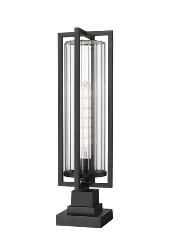 Aura 1 Light Outdoor Pier Mount 15.25 x 6 Inches by Z-Lite - 5013PHBS-SQPM-BK