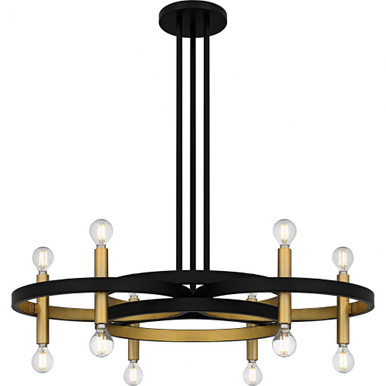 Winsland 12 Light Chandelier 9.75 Inch Tall and 30 Inch Wide by Quoizel - WID5030MBK
