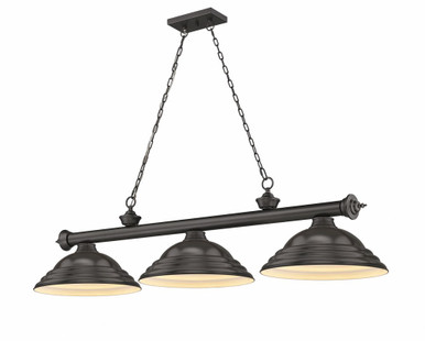 Cordon 3 Light Billiard 14 x 14 Inch by Z-Lite 2306-3BRZ-SBRZ - 2306-3BRZ-SBRZ