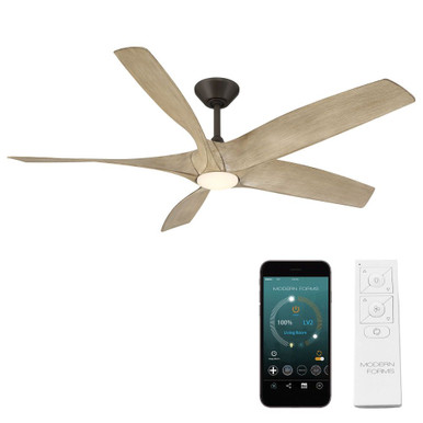 Zephyr 5 5 Blade Ceiling Fan with Light Kit 62 Inch Wide by Modern Forms - FR-W2401-62L-BZ/WO