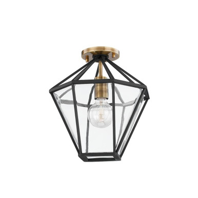 Moss 1 Light 12.25 Inch Wide Semi Flush Mount by Troy - C8211-PBR/TBK