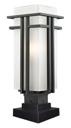 Abbey 1 Light Outdoor Square Pier Mount Lantern 7.75 x 21.75 Inch by Z-Lite - 549PHB-SQPM-BK