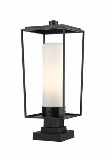 Sheridan 1 Light Outdoor Pier Mount with Opal Glass 24.75 x 10 In by Z-Lite - 595PHBS-SQPM-BK