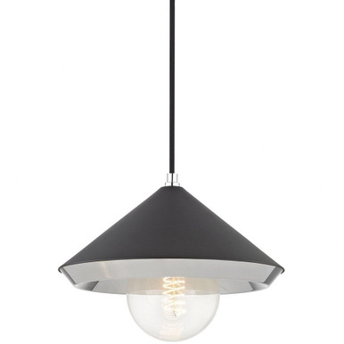 Marnie 1 Light Pendant 9 Inches Tall and 12.5 Inches Wide by Mitzi - H139701L-PN/BK