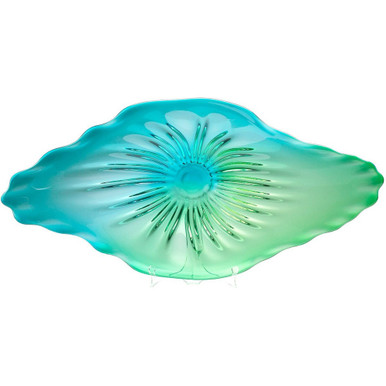 Art Glass Plate 40.5 Inch Wide by 5 Inch High by Cyan - 04517