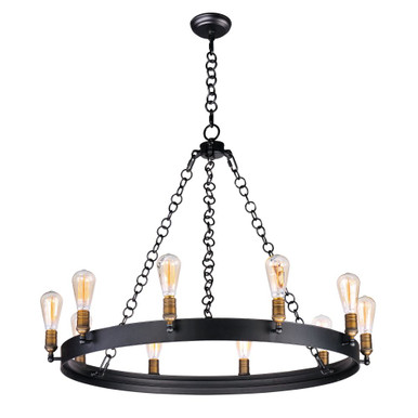 Noble Ten Light Chandelier 37.5 Inches wide by 28 inches high by Maxim  - 26275BKNAB