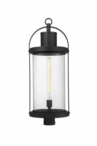 Roundhouse 1 Light Outdoor Post Mount Lantern 12 x 31.25 Inches by Z-Lite - 569PHXL-BK