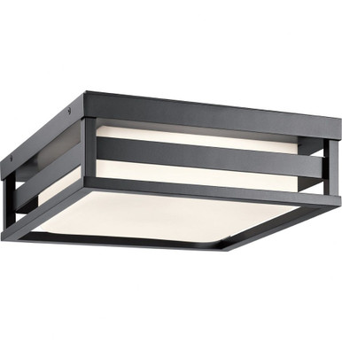 Ryler 1 Light 12 Inch Wide Aluminum Outdoor Flush Mount by Kichler - 59037BKLED