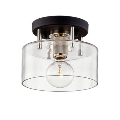 Bergamot Station 1 Light 8.5 Inch Wide Semi Flush Mount by Troy - C7550-TBK/PN