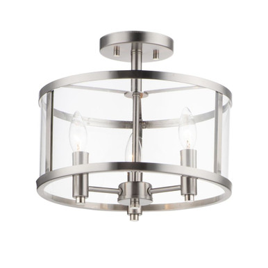 Sentinel 3 Light 13.25 Inch Wide Steel Semi Flush Mount by Maxim - 25250CLSN