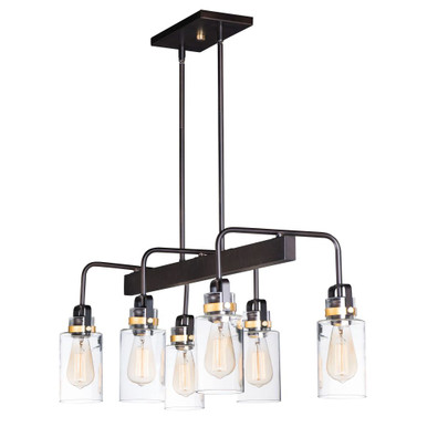 Magnolia 6 Light Medium Linear Pendant by Maxim - 30177CLBZGLD