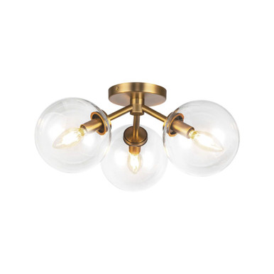 Cassia 3 Light Semi Flush Mount 7.63 Inch Tall and 17.75 Inch Wide by Alora - SF549315AGCL
