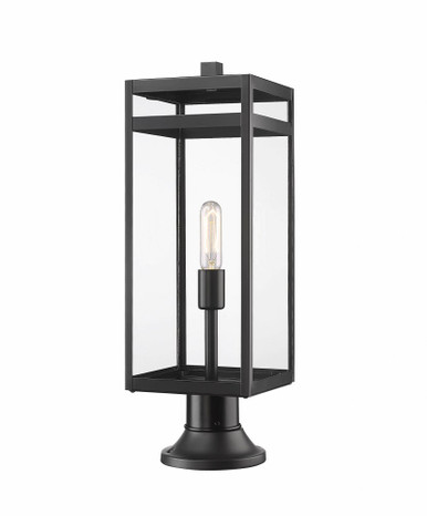 Nuri 1 Light Outdoor Pier Mount 23.5 x 7.5 Inches by Z-Lite - 596PHBR-553PM-BK
