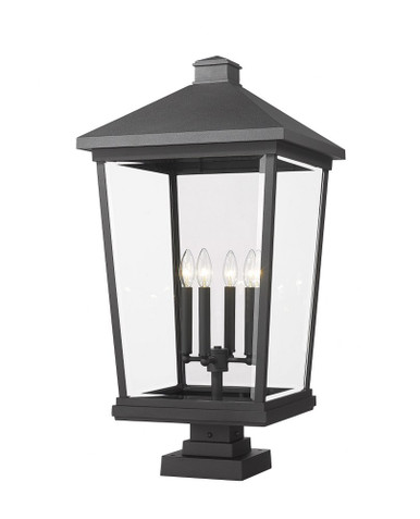 Beacon 4 Light Outdoor Pier Mount 32 x 16 Inches by Z-Lite - 568PHXXLS-SQPM-BK