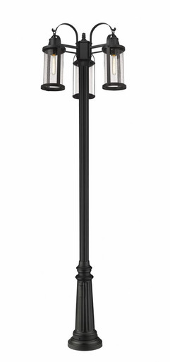 Roundhouse 3 Light Outdoor Post Mount Lantern 24 x 115 Inches by Z-Lite - 569MP3-511P-BK