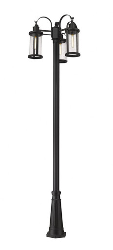 Roundhouse 3 Light Outdoor Post Mount Lantern 24 x 114.5 Inches by Z-Lite - 569MP3-519P-BK