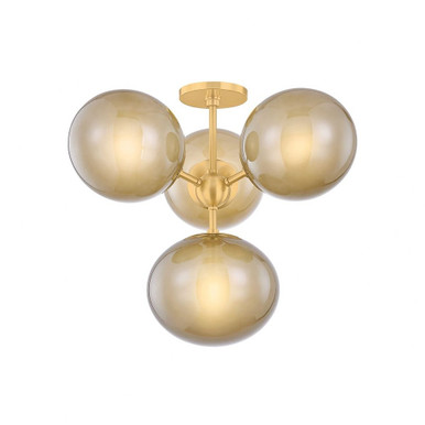 Zaley 4 Light Semi Flush Mount 17.75 Inch Tall and 20.5 Inch Wide by Mitzi - H1073604-AGB